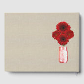 バーラップ素朴レッドフローラメイスンジャー結婚ズ ゲストブック (裏面)