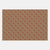 バーラップ素朴レッドボウメリークリスマスオールクリスマス文字 ラッピングペーパーシート (正面)