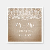 バーラップ素朴レースの結婚紙ナプキンス スタンダードカクテルナプキン (正面)