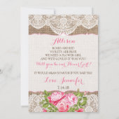 バーラップ素朴レースは私のフラワーガールカード 招待状 (裏面)