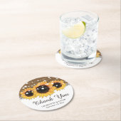 バーラップ素朴レースひまわりライトひまわり結婚の ラウンドペーパーコースター (インサイチュ)