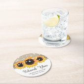 バーラップ素朴レースひまわりライトひまわり結婚の ラウンドペーパーコースター (インサイチュ)