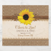 バーラップ素朴レースウッドサンフラワー結婚ズ ビールラベル (シングルラベル)