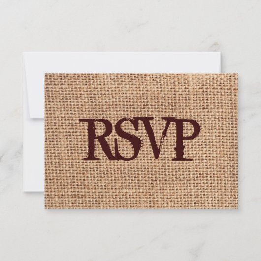 バーラップ素朴レースタイポグラフィウェディングRSVPカード 出欠カード (裏面)