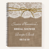 バーラップ素朴レーストツインボウブライダルシャワーレシピ ノートブック (正面)