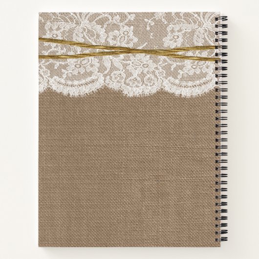 バーラップ素朴レーストツインボウブライダルシャワーレシピ ノートブック (裏面)