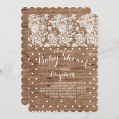 バーラップ素朴レースニュートラルベビーシャワー招待状 招待状 (正面/裏面)