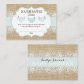バーラップ素朴レースブルーボーイおむつラッフルチケット エンクロージャーカード (正面/裏面)