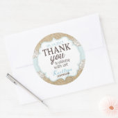 バーラップ素朴レースブルーボーイサンキュー ラウンドシール (封筒)