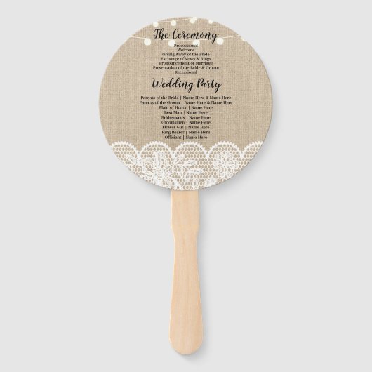 バーラップ素朴レースライト結婚式 プログラムファン ハンドファン (裏面)