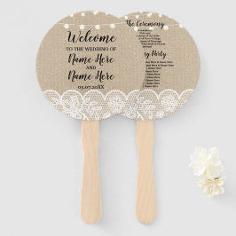 バーラップ素朴レースライト結婚式 プログラムファン ハンドファン