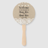 バーラップ素朴レースライト結婚式 プログラムファン ハンドファン (正面)