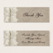 バーラップ素朴レースリボンボンボニエールラベル (正面&裏面)