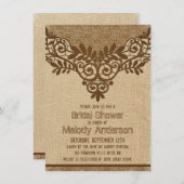 バーラップ素朴レースヴィンテージブライダルシャワー 招待状 (正面/裏面)