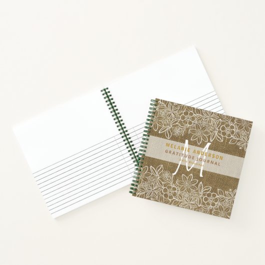 バーラップ素朴レース感謝の感謝日記 ノートブック (内部)