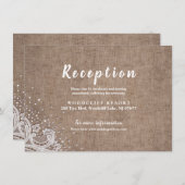 バーラップ素朴レース銀グリッター披露宴カード 招待状 (正面/裏面)