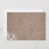 バーラップ素朴レース銀グリッター披露宴カード 招待状 (裏面)