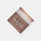 バーラップ素朴レース&ウッド | モノグラム結婚ス スタンダードカクテルナプキン (角)