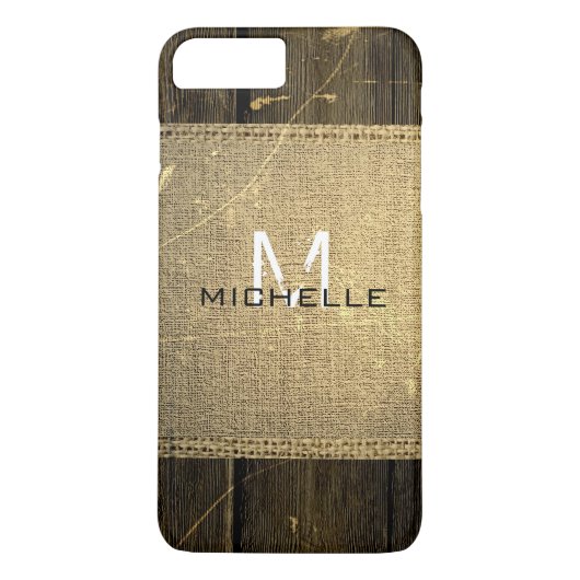 バーラップ素朴ヴィンテージウッドルックモノグラム Case-Mate iPhoneケース (裏面)