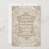 バーラップ素朴ヴィンテージレースフランスのウェディング招待 招待状 (正面)