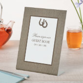 バーラップ素朴上のカントリーホースシュー 台座サイン (インサイチュ)