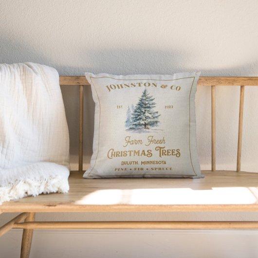 バーラップ素朴金ゴールド姓クリスマスツリーファーム クッション