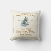 バーラップ素朴金ゴールド姓クリスマスツリーファーム クッション (正面)