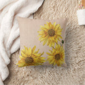 バーラップ素朴&サンフラワーズ装飾用クッション クッション (ブランケット)