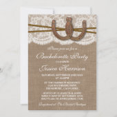 バーラップ素朴&レースホースシューズバチェロレッテ 招待状 (正面)