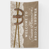 バーラップ素朴&レースホースシューブライダルシャワー 横断幕 (縦)