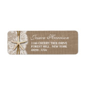 バーラップ素朴、レース&スターフィッシュビーチブライダルシャワー ラベル (正面)