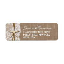 バーラップ素朴、レース&スターフィッシュビーチブライダルシャワー