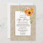 バーラップ結婚の後のパーティーひまわりフローラ 招待状 (正面)