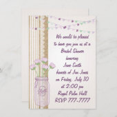 バーラップ薄紫パープルメイソンジャーブライダルシャワーインヴィタ 招待状 (正面/裏面)