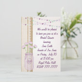 バーラップ薄紫パープルメイソンジャーブライダルシャワーインヴィタ 招待状 (スタンド正面)