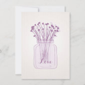 バーラップ薄紫パープルメイソンジャーブライダルシャワーインヴィタ 招待状 (裏面)