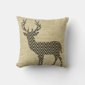 バーラップ|のオートミールのシェブロンのシカのシルエット クッション (正面)