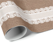 バーラップ-ぼろぼろの上品の白いレースの花のリボン ラッピングペーパー (ロールコーナー)