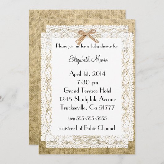 『バーラップ・アンド・レース』 招待状 (正面/裏面)