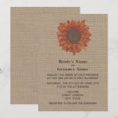 バーラップ·オレンジ·ヒマワリー·ウェディング·インベイト 招待状 (正面/裏面)