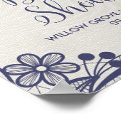 バーラップ&ネイビーレースフローラブライダルシャワー歓迎 ポスター (角)