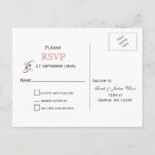 バーラップ、メーソンジャールのサンゴバラ結婚式RSVP インビテーションポストカード (裏面)