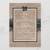 バーラップ、リネン、レース結婚のカスタムメニュー メニュー (正面)