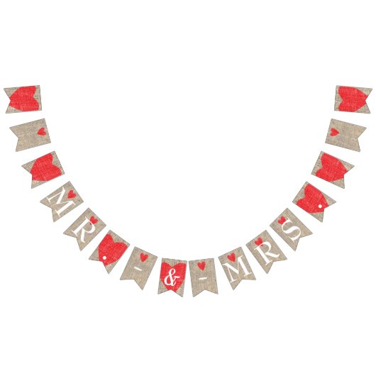 バーラップ＆レッドハーツさんご結婚・婚約おめでとう バンティングフラッグ (全)