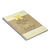 バーラップ、レースのイメージの黄色の弓シャワーの来客名簿 ノートブック (右側)