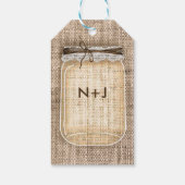 バーラップ&レースの大きなメイスン素朴の結婚瓶 ギフトタグ (裏面)