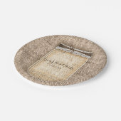 バーラップ&レースの大きなメイスン素朴の結婚瓶 ペーパープレート (アングル)