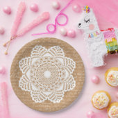 バーラップ&レースシャビーシック紙プレート ペーパープレート (パーティー)