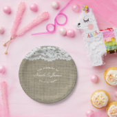 バーラップ&レースシンプルエレガ素朴ントウェディングカスタム ペーパープレート (パーティー)