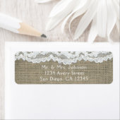 バーラップ&レースシンプル結婚式招待状 ラベル (インサイチュ)